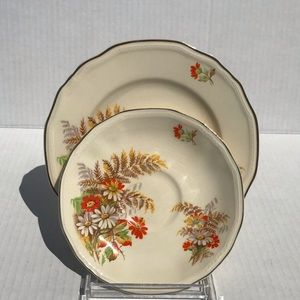 Set Of 8 Alfred Meakin ‘Ferndale’’ 4 Saucers & 4 Dessert/Bread/Pie Plate…